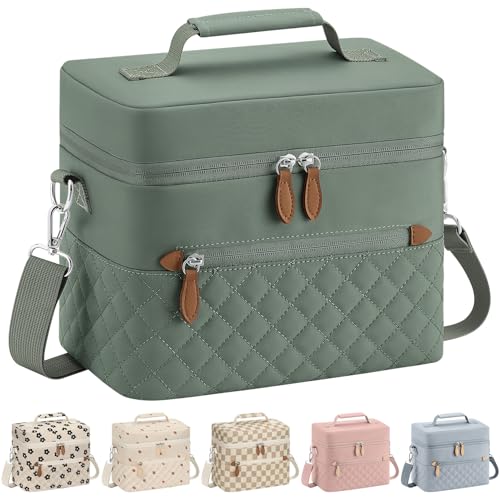 Tenot Insulated Lunch Box for Women Reusable, Leak Proof Cooler Lunch Bag Women for Work Stylish Quilted Lunch Tote Bag for Adult Picnic Travel Hiking Light Green - color: Light Green