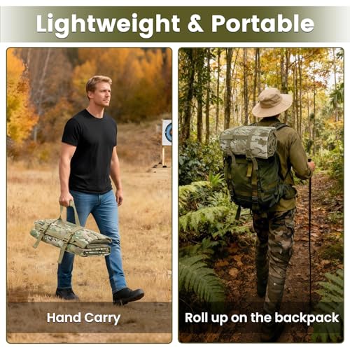 Shooting Mats Prone Padded,Extra Large Tactical Training Shooting Mat for Range Shooting & Hunting, Compact Foldable Water-Resistant Anti-Slip Base with Carry Strap Hunting Mat - color: Multi Camo