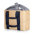 Picnic TIME Parisian Picnic Basket, Insulated Seagrass Picnic Basket, Waterproof, Stylish, Perfect for Picnics, Beach, Office Lunches, Dinner Parties, and Gifts (Beige with Navy Blue Accents) - color: Beige With Navy Blue Accents