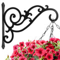 14-Inch Decorative Plant Hanger Outdoor Metal Wall Hook for Hanging Basket Lantern Bird Feeder Windchime, Black