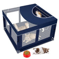 Dog Kitten Playpen with Play Pen Cover for Cat Indoor, 41 x41 x25.5 Puppy Playpen for Small Pet with See-Through Topper Proof Enclosed Door Dog Pen, Sturdy Warm Protable Play Pen for Cat - style: 41'x41'x25.5' with Cover