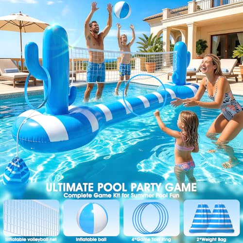 2026 Pool Volleyball Net With Lights,Inflatable Volleyball Net For Pool,Floating Swimming Game Toy for Kids&Adults,Solar pool Volleyball Set,Volleyball Net For Inground Pools,Water Sport Pool Party