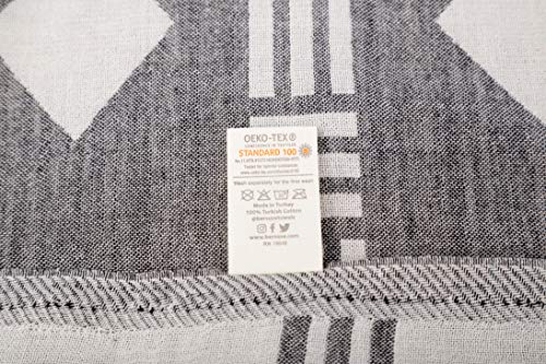 Bersuse 100% Cotton Belize XL Throw Blanket Turkish Towel Beach Blanket - Beach Camping Essentials - 75x90 Inches, Black - color: Black2