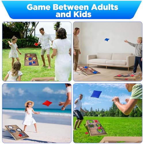 Corn Hole Toss Game for Adults 24x16 Inch Set - Portable Cornhole Board Set with Scoring Target Area, Bean Bags & Carrying Case | Family Kids Outdoor Backyard Beach Lawn Games