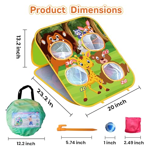 Animal Bean Bag Toss Game Kids Outdoor Toys, Family Party Games for Kids, Double-Sided Foldable Cornhole Board, Outside Lawn Party Toy, Birthday Gift for Boys Girls Toddler Age 3 4 5 6 7 8