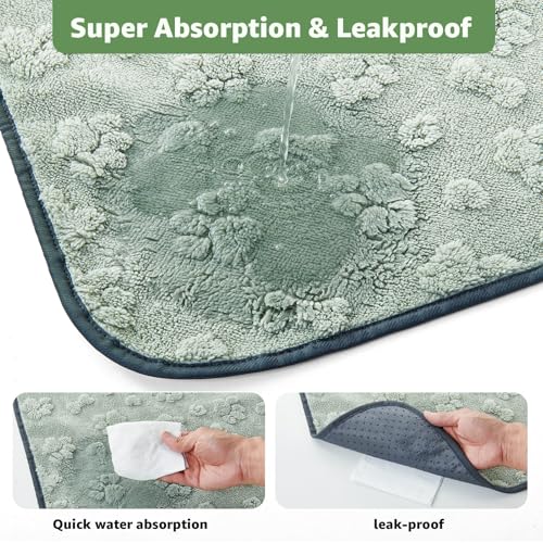 LOOBANI Washable Pee Pads for Dogs: 72"x72" Super Absorbent Reusable Dog Pee Pads Extra Large, Waterproof and Leakproof Whelping Pad for Potty Training, Playpen, Crate,Floor and Bed - color: Green Dog Element, size: 72"x72"(pack of 1)