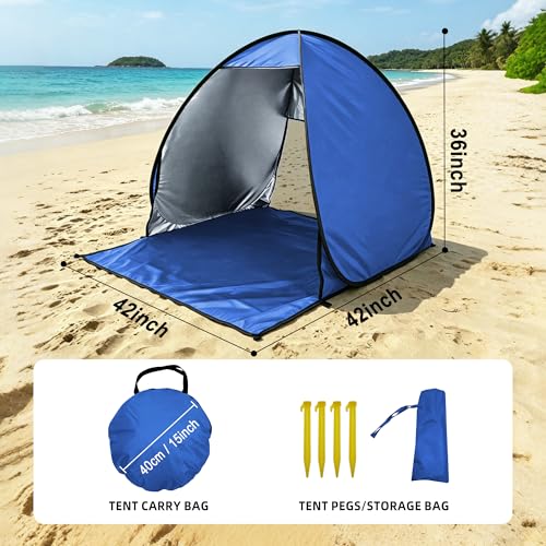 NARMAY Camping Tent, Pop Up Beach Tent, Portable Sun Shelter for 1-2 Person with UPF 50+ UV Protection - Blue - color: Blue