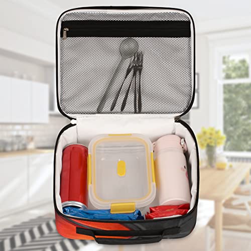 Kids Lunch Box for Boys Girls Black Red Sport Basketball Insulated Lunch Bag Reusable Small Cooler Bag Meal Containers Tote Kit for School Travel Women Men - color: red black basketball