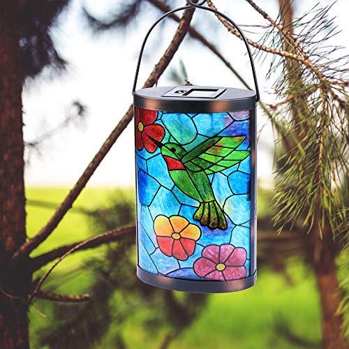 Hanging Solar Lantern Outdoor Decorative Waterproof LED Solar Hummingbird Lights Tabletop Lamp for Outdoor Patio Garden - style: Hummingbirds