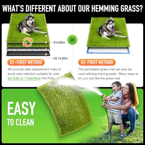 Hompet Artificial Dog Grass Pad for Dogs, 51"x28", Easy to Clean with Drainage Holes - size: 51 x 28"