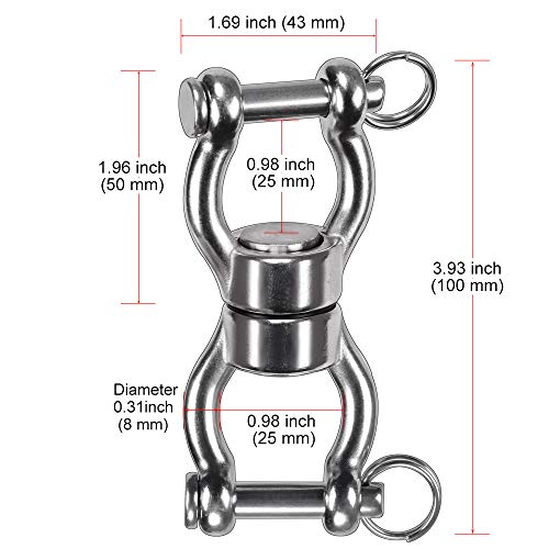 SELEWARE Silent Bearing Swing Swivel, 360° Rotational Device Hanging Accessory with Removeable Buckle for Tree Swing, Hammock Chair, Climbing Rope, Yoga, Kids Swing Swivel 1201LB Capacity - color: Swivel - Style B