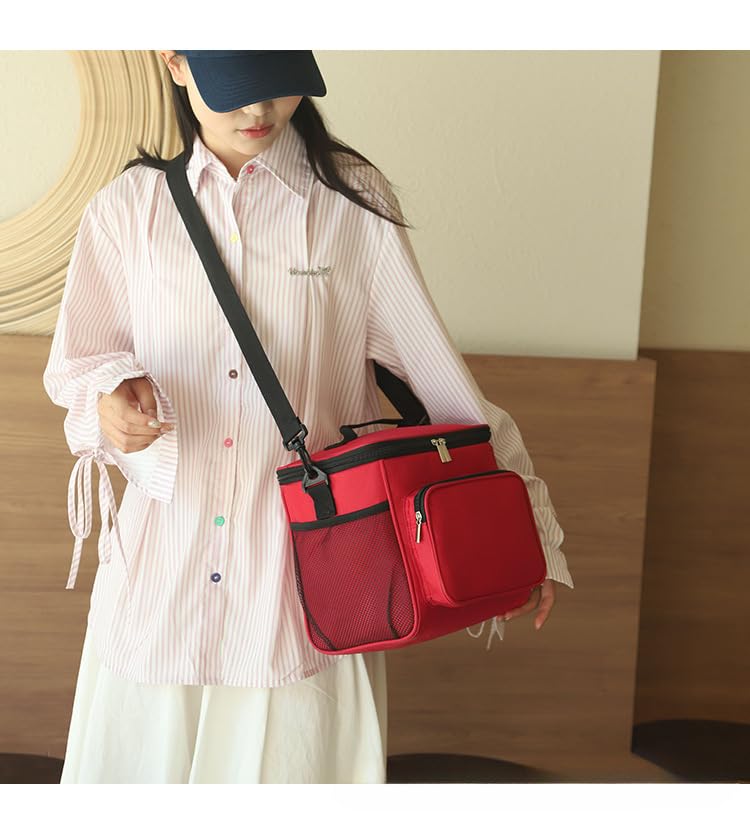 Insulated Picnic Bag Reusable, 2024 Updated Outdoor Gear Insulated Cooler Bag Collapsible Portable Picnic Basket Cooler, for Hot Or Cold, Picnic, Food Delivery, 10.63 * 7.09 * 9.25 Inch (Red) - color: Red