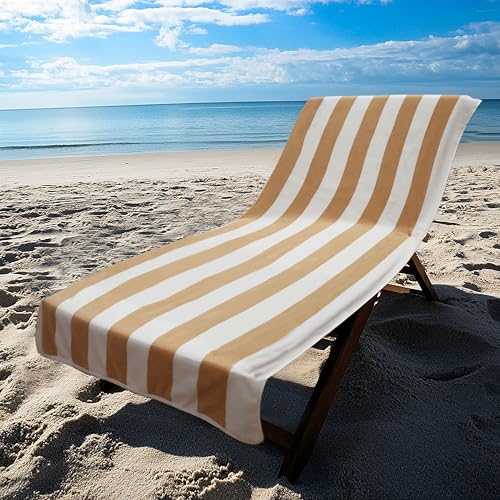 COTTON CRAFT Oversized XL Beach Towel - 2 Pack 39 x 68 inches Big & Huge Beach Blanket Towel - 100% Cotton Velour Thick Plush 450 GSM Super Soft Luxury - Pool Picnic Bath Towel - Cabana Stripe Linen - color: Cabana Stripe - Linen, size: 2 Pack - 39x68