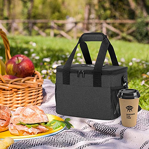 Trunab Reusable 6 Cups Drink Carrier for Delivery Insulated Drink Caddy with Handle and Shoulder Strap, Adjustable Dividers, Beverages Carrier Tote Bag, for Daily Life Takeout, Outdoors, Travel - color: Black, size: 6-Cups