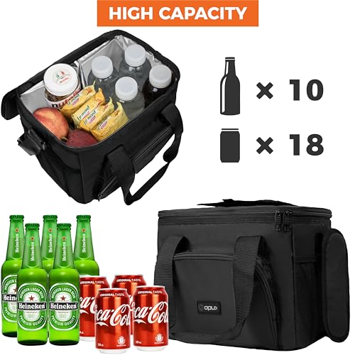 OPUX Soft Cooler Bag, Insulated Collapsible Lunch Cooler Bag for Men Work Camping Beach Travel, Portable Soft Sided Leakproof Waterproof Large Lunch Bag Box with Shoulder Strap 18 Cans, Black - color: Black, size: 18 Cans