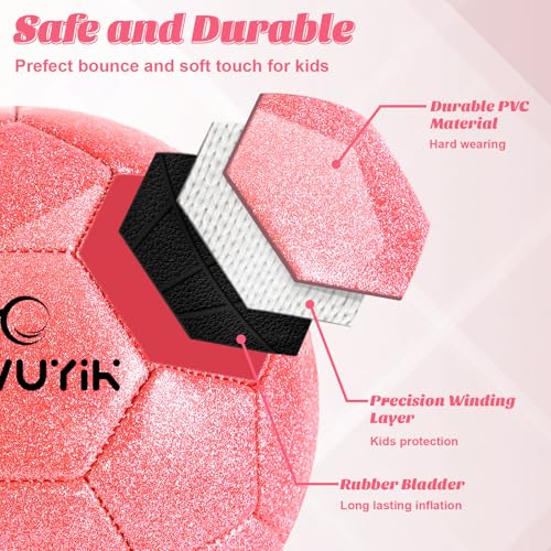 4Pcs Soccer Goals Set 2Pcs Soccer Nets 2x1.5ft 1Pcs Ball 1Pcs Pump Indoor Soccer Nets for Kids with Size 2 Toddler Soccer Ball Foldable Net with Pump Pink Purple for Children Boys Girls - color: Pink