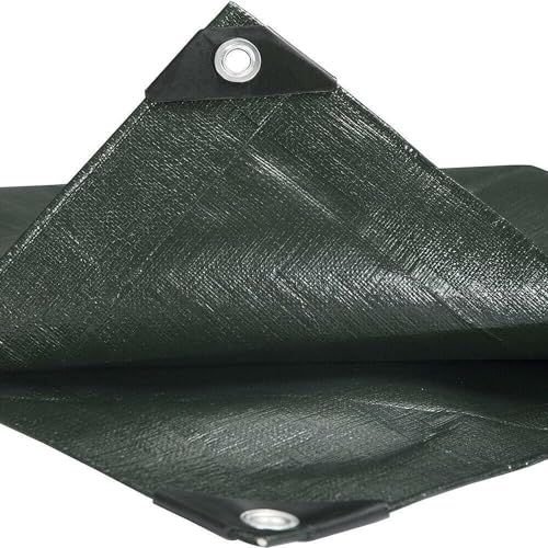 10'x 12' Tarps Heavy Duty Thick Waterproof, Poly Canopy Green Tent Shelter Cover, 5 Mil Tarpaulin Shade, Rip and Tear Proof, UV Resistant Tarpaulin with Grommets and Reinforced Edges - color: Green, size: 10 x 12ft