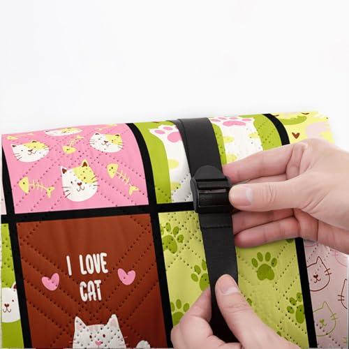 Outdoor Picnic Blanket Portable Ultrasonic Waterproof Picnic Cat Plaid Printed Camping Beach Mat for Sand and Wet Grass Hiking (Cats S - color: Cats, size: Standard - 59"x78"
