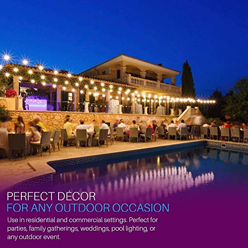 Svater Outdoor String Lights Waterproof 100 FT, LED Patio Lights Outside with 52 Shatterproof G40 Bulbs, Dimmable Hanging Globe Lighting for Bistro Backyard Cafe Market Porch, Warm White 2700K - size: 100 Ft
