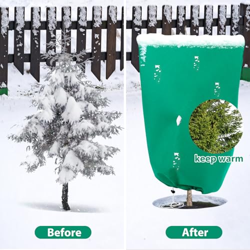 4 Pack Plant Covers Freeze Protection for Winter, 2.2oz/yd² Frost Blankets Cloths With Zipper/Drawstring (47" X 32"), Large Plant Frost Protection Covers Outdoor, for Shrub Bush Fruit Tree Potted