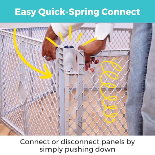Toddleroo by North States - Superyard Duo Extra Wide Baby Gate & Play Yard: 6 Panel Playpen - Included Wall Mount Kit - Made in USA - 38.5 to 201 Inches W - 26 Inches T - Light Gray - color: Light Gray, size: 26 Inch