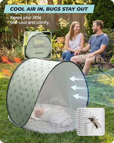 Baby Beach Tent, 2026 Upgrade Pop Up UPF 50+ UV Protection Sun Shelter Canopy with Mosquito Net Portable Outdoor Shade Summer Essentials for Babies & Toddlers - style: Green Leaves