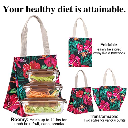 iknoe Lunch Bag Insulated Lunch Bags for Women & Men, 9L Reusable Lunch Tote, Portable Adult Thermal Large Lunch Cooler for Work Picnic Beach (Botanic) - color: botanic, size: Velcro Closure