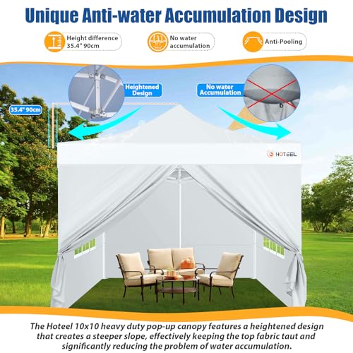 HOTEEL 10x10 Pop up Canopy Tent for Parties, Heavy Duty Easy Setup Tent with 4 Sidewalls, Outdoor Commercial Instant Gazebo for Wedding Event, with Portable Bag, White(Hexagonal Frame) - color: White, size: 10x10FT (+4 Walls)