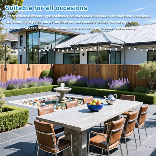 AHRLHR 8 Pack 2.8Ft String Light Poles,Light Poles for Outside Lights,Outdoor with Fence Brackets Hanging Lights,Metal Stand Deck Patio Backyard - size: 8 Pack-2.8FT