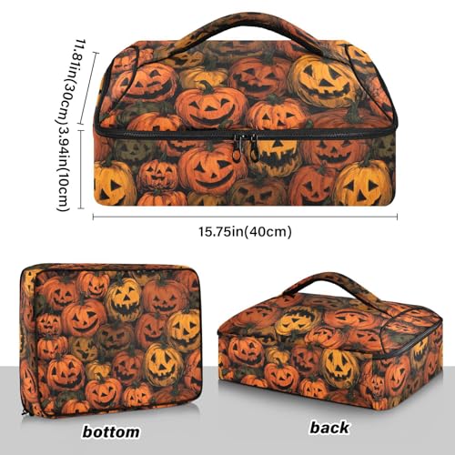 Casserole Carriers for Hot or Cold Food Reusable Casserole Dish Carrier Insulated Thermal Large Capacity Durable Perfect for Party Camping Family Gatherings Yellow Fish - color: Cartoon Orange Halloween Pumpkin Lanterns