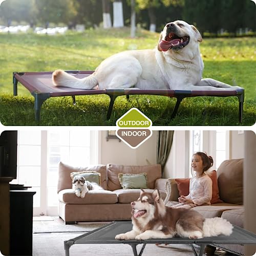 suddus Elevated Dog Bed Waterproof Outdoor, Portable Raised Dog Beds, Dog cots Off the Floor, Dog Beds Easy Clean Indoor or Outdoor Use, Medium, Red - color: Red, size: M (30"Lx 23"Wx6.3"H)