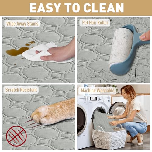 ZNSAYOTX Ultimate Cozy Blankets (40"x50") 100% Waterproof Chaise Mat Blanket for Dog Pets, Bed Couch Sofa Protector with Non-Slip Back Washable Durable, Pee Scratch Proof Easy to Clean (Light Grey) - color: Light Grey, size: 40x50 Inch