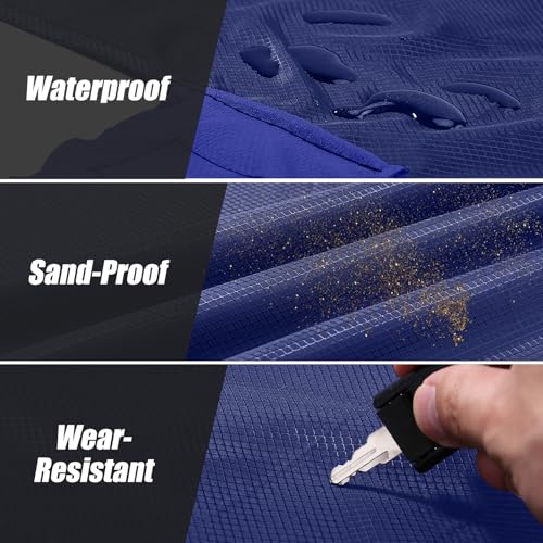 Odoland Beach Picnic Blanket, 43.3" x 27.5" SandProof Waterproof Outdoor Pocket Blanket with Portable Bag, Foldable Lightweight Sand Free Beach Mat for 1 People Hiking, Camping, Travel, Blue - color: Blue, size: 27.5" x 43.3"(1 People)