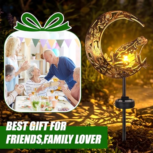 VIHOSE Solar Frog Outdoor Lights Waterproof Moon Garden Stake Lights Warm White LED Decorative Pathway Lighting for Yard, Lawn, Gifts for Mom, Women & Gardening Lovers
