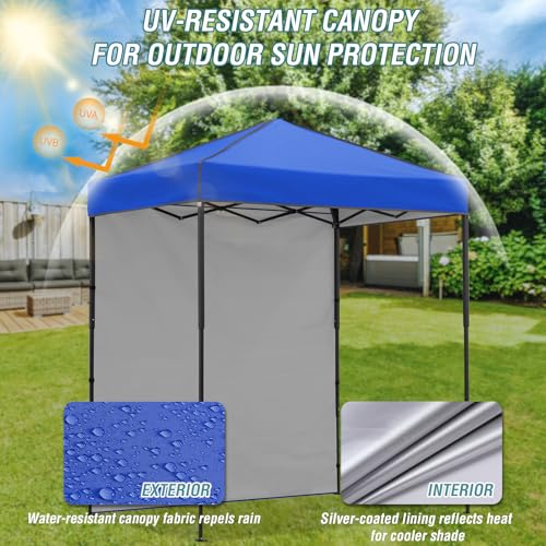 EAGLE PEAK 6x4 Instant Pop Up Canopy Tent with 1 Side Wall Panel, Straight Leg Sun Shelter, Portable Canopy with Carry Bag for Camping, Beach & Sports, Blue - color: Blue, size: One Wall