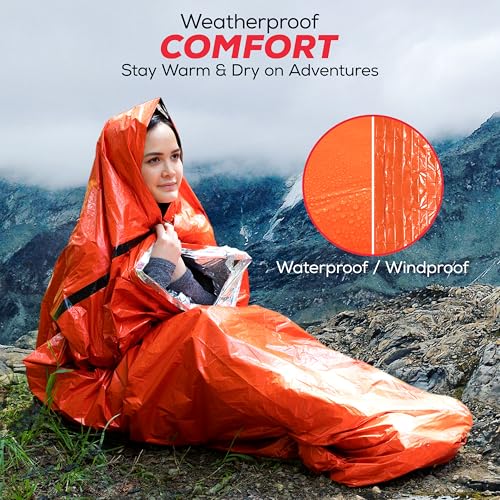 Emergency Sleeping Bag for Survival Gear and Supplies Life Bivy Sack Waterproof Mylar Emergency Blankets for Survival Kit Car Camping Gear Hiking Tac Bivvy Go Bags Supplies Sleep Sacks Shelter - size: [3 Pack]