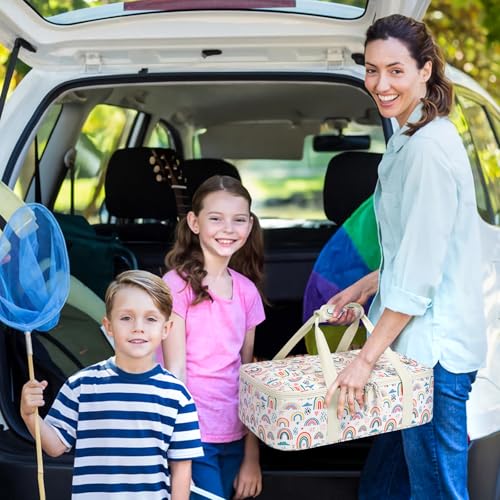 Corduroy Casserole Carrier, Insulated Lasagna Lugger for Hot/Cold Food, Fits 9" x 13" Baking Dish, Thermal Lunch Tote for Potluck & Picnic - Corduroy Rainbow - color: Corduroy Rainbow, size: 16x10x4 in