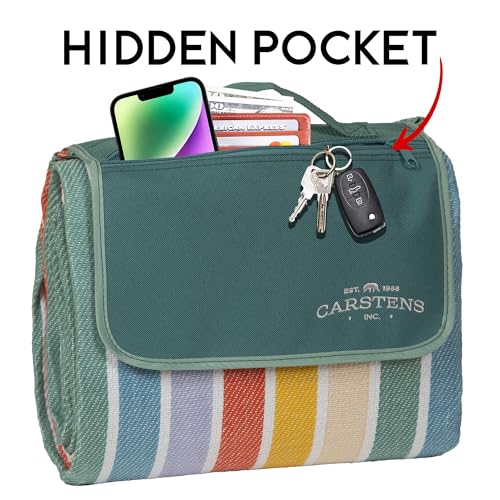 Carstens, Inc. Easy Pack Water Resistant Sandproof Woven Picnic Blanket, Lightweight Foldable Outdoor Camping Beach Mat, Large 60"x80", Day at The Beach - color: Day at the Beach