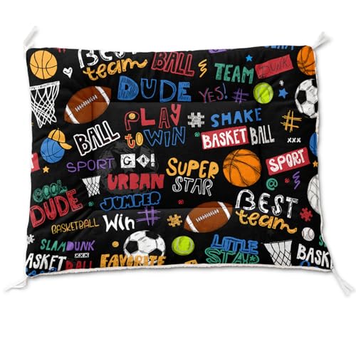 Nttopship Dog Cat Bed Mat Ultra Soft Fluffy Pet Bed Washable Fashion Dog Crate Beds Comfy Comfy Pet Sleeping Pad Suitable for Pet Raised Bed(30"x26",Ball Game) - color: Ball Game, size: Medium