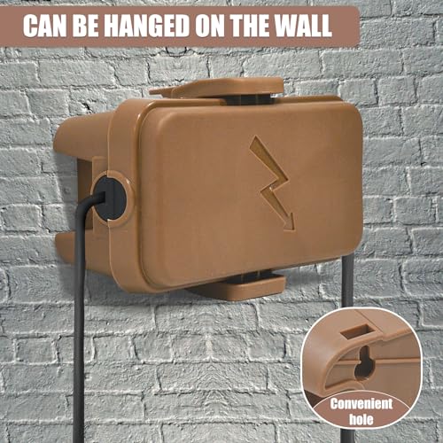 Hrensaw Small Weatherproof Electrical Connection Box(6 x 3.5 x 2.2inch),Outdoor Electrical Box,Waterproof Extension Cord Covers for Plug, Extension Cables, Holiday Lights,Brown - color: Brown, size: Small