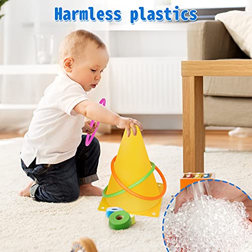 Win SPORTS 3 in 1 Carnival Outdoor Games Combo Set, Soft Plastic Cones Cornhole Bean Bags Ring Toss Games,for Kids Adults Indoor Outdoor Birthday Party Lawn Games Supplies (26 Pieces