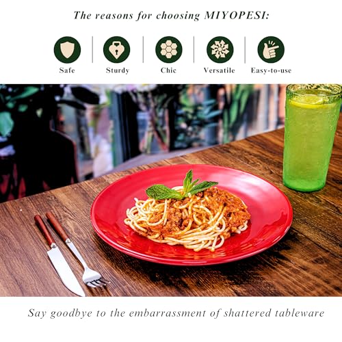 11-Inch Melamine Plates (Set of 6) - Unbreakable and Reusable Plastic Dinnerware with Ceramic Feel, Stackable and Dishwasher-Safe - Versatile for All Meals (Multicolor) - color: Multicolor