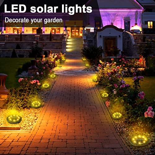 Solar Powered Ground lights 12 Pack,Waterproof LED Solar Lights Outdoor Solar Disk Lights Decorative,Solar Garden Lights for Landscape Pathway Patio Yard Walkway Path Lawn Driveway Lighting Warm White - size: 12 Pack