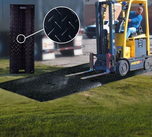Mytee Products 2' x 6' Ground Protection Mats with Double Sided Diamond Plated Tread Design - High Density Polyethylene Mat, Easily Supports 35 Ton Loads on Lawns, Dirt, and Any Other Areas - size: 2 feet x 6 0.5 inches