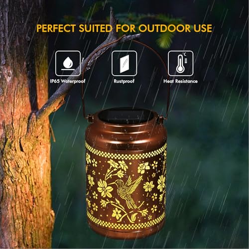 Solar Lanterns Outdoor Hummingbird Decorative Solar Lights Waterproof Metal Hanging Lights Gardening Gifts for Outside Garden Yard, Patio, Backyard, Farm Gifts for Women Mom Grandma - style: New-Hummingbird