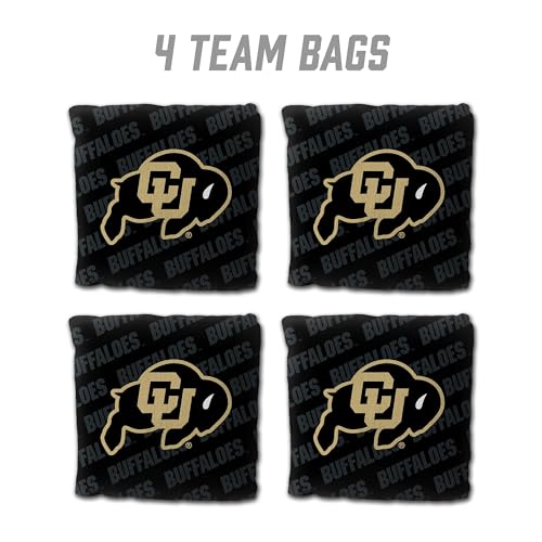 YouTheFan Officially-Licensed NCAA Set of 4 Cornhole Bags - All Weather Regulation 6” x 6” Size - 16oz Weight - Designed in USA - color: Colorado Buffaloes - Black