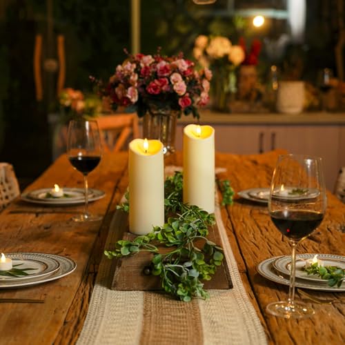 Homemory 3"x8" Outdoor Waterproof Flameless Candles, LED Candles, Battery Operated Candles with Remote and Timers, Electric Fake Plastic Pillar Candles, Dark Ivory, Set of 2 - color: Dark Ivory, size: D3"xH8"8"