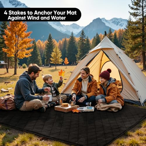 Northroad Waterproof Camping Blanket with Sherpa Lining, Large Windproof Outdoor Blanket for Cold Weather, Light Weight and Warm for Picnic, Stadium, Dog, Concert, 55"x82" (Black, 1PCS) - color: Sherpa Black-300 Gsm, size: 82"x 55"
