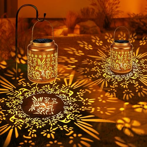Brizled Hummingbird Solar Lanterns, 2 Pack Outdoor Lanterns Christmas Birthday Gift for Women Mom Grandma, Hummingbird Hanging Garden Lantern, Waterproof Solar Lights for Table Garden Patio Path Porch - size: 2 Pack, style: Hummingbird -B