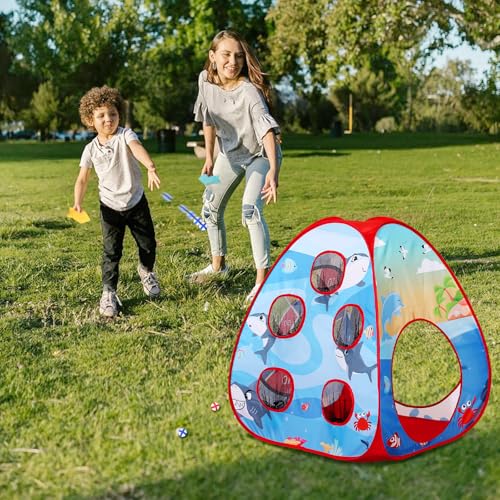 Bean Bag Toss Game Sets for Kids-3-in-1 Corn Hole Games for Kids,Kid Cornhole Game Set,Outside Backyard Outdoor Indoor Party Family Bean Bags Kid Tossing - color: Sharks